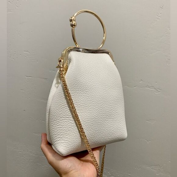 Vintage Oriental Style Genuine Premium Pebble Cowhide Kisslock Top Handle Bag - Picture 10 of 14